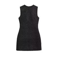 Women's Sheath Dress Streetwear Round Neck Sequins Sleeveless Solid Color Midi Dress Holiday Street main image 1