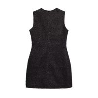 Women's Sheath Dress Streetwear Round Neck Sequins Sleeveless Solid Color Midi Dress Holiday Street main image 3