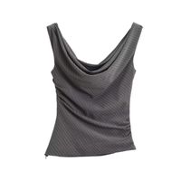 Women's Wrap Crop Top Tank Tops Zipper Vintage Style Solid Color main image 4