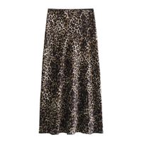 Summer Spring Autumn Streetwear Leopard Spandex Polyester Midi Dress Skirts main image 1