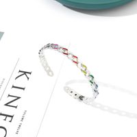 Stainless Steel Gold Plated Simple Style Hollow Out Enamel Geometric Bangle main image 3