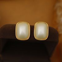1 Pair Elegant Formal Sweet Square Plating Copper 18K Gold Plated Ear Studs main image 2