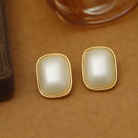 1 Pair Elegant Formal Sweet Square Plating Copper 18K Gold Plated Ear Studs main image 4