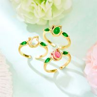 Wholesale Simple Style Flower Rhinestone Copper Inlay Rhinestones Rings main image 3