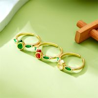 Wholesale Simple Style Flower Rhinestone Copper Inlay Rhinestones Rings main image 1