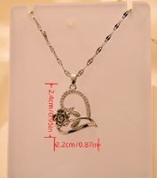 Stainless Steel Sweet Heart Shape Flower Asymmetrical Inlay Zircon Pendant Necklace main image 2