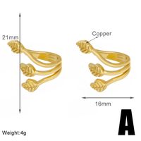 1 Pair Simple Style Irregular Geometric Leaves Inlay Copper Pearl Zircon 18K Gold Plated Ear Cuffs sku image 1