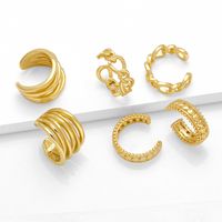 1 Pair Simple Style Heart Shape Solid Color Twist Plating Copper 18K Gold Plated Ear Cuffs main image 3