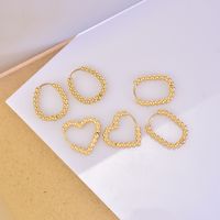 1 Pair Simple Style Geometric Round Heart Shape Titanium Steel 18K Gold Plated Hoop Earrings main image 6