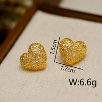 1 Pair Simple Style Heart Shape Copper 18K Gold Plated Ear Studs sku image 1