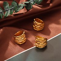 Titanium Steel 18K Gold Plated Casual Simple Style Bamboo Patchwork Plating Rings main image 3
