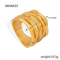Titanium Steel 18K Gold Plated Casual Simple Style Bamboo Patchwork Plating Rings main image 9