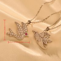 Titanium Steel Copper IG Style Simple Style Shiny Bird Inlay Zircon Pendant Necklace main image 2