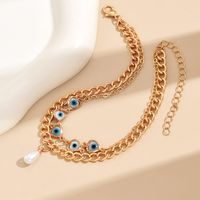 Simple Style Devil's Eye Heart Shape Alloy Layered Inlay Pearl Women's Anklet main image 3