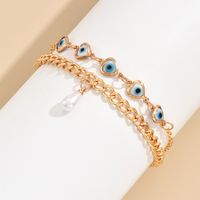 Simple Style Devil's Eye Heart Shape Alloy Layered Inlay Pearl Women's Anklet main image 6