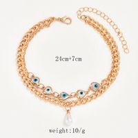 Simple Style Devil's Eye Heart Shape Alloy Layered Inlay Pearl Women's Anklet main image 7