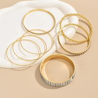 Simple Style Solid Color Rhinestones Alloy Wholesale Bangle main image 4