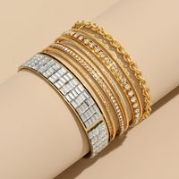 Simple Style Solid Color Rhinestones Alloy Wholesale Bangle main image 1