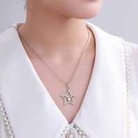 XUPING Simple Style Shiny Pentagram Round Copper Alloy Artificial Gemstones White Gold Plated Mother'S Day Women's Pendant Necklace main image 7