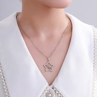 XUPING Simple Style Shiny Pentagram Round Copper Alloy Artificial Gemstones White Gold Plated Mother'S Day Women's Pendant Necklace main image 6