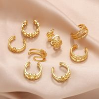 1 Pair Simple Style Geometric Letter Heart Shape Plating Copper 18K Gold Plated Ear Cuffs main image 1
