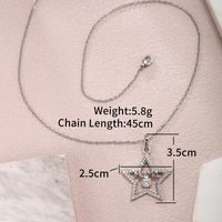 XUPING Simple Style Shiny Pentagram Round Copper Alloy Artificial Gemstones White Gold Plated Mother'S Day Women's Pendant Necklace sku image 3