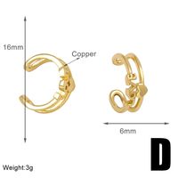 1 Pair Simple Style Geometric Letter Heart Shape Plating Copper 18K Gold Plated Ear Cuffs sku image 4