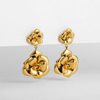 1 Pair Elegant Luxurious Rose Plating Copper 18K Gold Plated Drop Earrings sku image 1