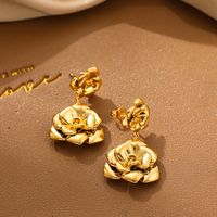 1 Par Elegante Lujoso Rosa Enchapado Cobre Chapados en oro de 18k Pendientes De Gota main image 4