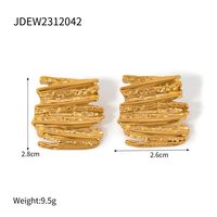 1 Pair IG Style Geometric Hammered 304 Stainless Steel 18K Gold Plated Ear Studs sku image 2