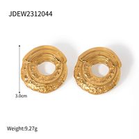 1 Pair IG Style Geometric Hammered 304 Stainless Steel 18K Gold Plated Ear Studs sku image 1