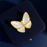 IG Style Commute Butterfly Alloy Inlay Shell Zircon Unisex Brooches 1 Piece sku image 1
