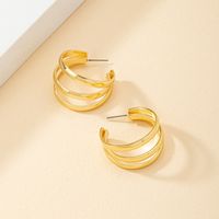 1 Pair Sweet Classic Style Commute Lines Layered Alloy 14K Gold Plated Ear Studs main image 3