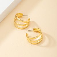 1 Pair Sweet Classic Style Commute Lines Layered Alloy 14K Gold Plated Ear Studs sku image 1