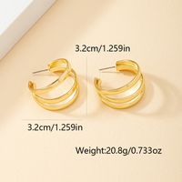 1 Pair Sweet Classic Style Commute Lines Layered Alloy 14K Gold Plated Ear Studs main image 2