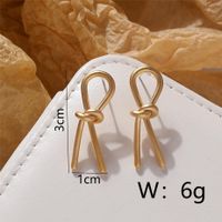 1 Pair Casual Simple Style Bow Knot Copper 18K Gold Plated Ear Studs sku image 1