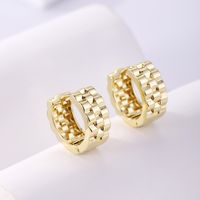 1 Pair Elegant Solid Color Geometric Copper K Gold Plated Hoop Earrings main image 3