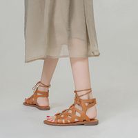 Women's Roman Style Solid Color Round Toe Roman Sandals main image 6
