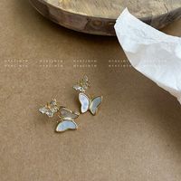 1 Par Elegante Estilo Simple Mariposa Cobre Chapados en oro de 18k Pendientes main image 4