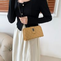 Women's Medium Pu Leather Argyle Streetwear Lock Clasp Shoulder Bag main image 5