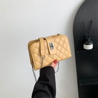 Women's Medium Pu Leather Argyle Streetwear Lock Clasp Shoulder Bag sku image 2