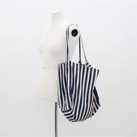 Women's Large Canvas Stripe Classic Style Open Shoulder Bag sku image 1