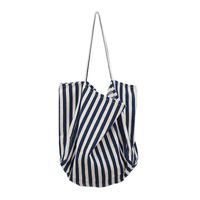 Women's Large Canvas Stripe Classic Style Open Shoulder Bag main image 4