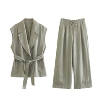 Daily Street Women's Streetwear Solid Color Linen Pants Sets Pants Sets main image 1
