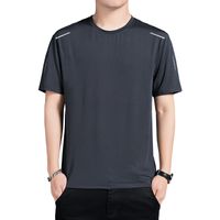 Men's Solid Color Vacation Round Neck Collarless Short Sleeve Loose Men's T-shirt main image 2