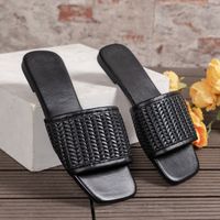 Women's Casual Solid Color Square Toe Slides Slippers main image 5