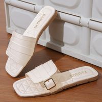 Women's Casual Solid Color Square Toe Slides Slippers main image 3