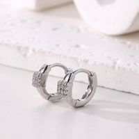 1 Pair Elegant Simple Style Square Copper Zircon White Gold Plated Hoop Earrings main image 4