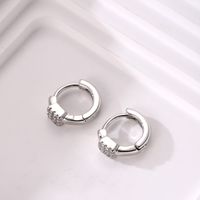 1 Pair Elegant Simple Style Square Copper Zircon White Gold Plated Hoop Earrings main image 3