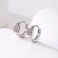 1 Pair Elegant Simple Style Square Copper Zircon White Gold Plated Hoop Earrings main image 6